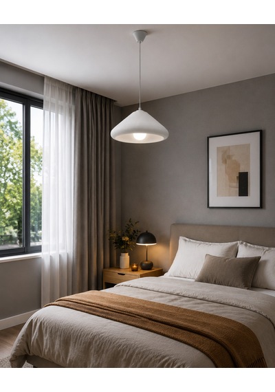 Kubbe Form Sarkıt Avize Beton Görünümlü Dokulu Modern Dekoratif Avize E27 25 Cm - Beyaz