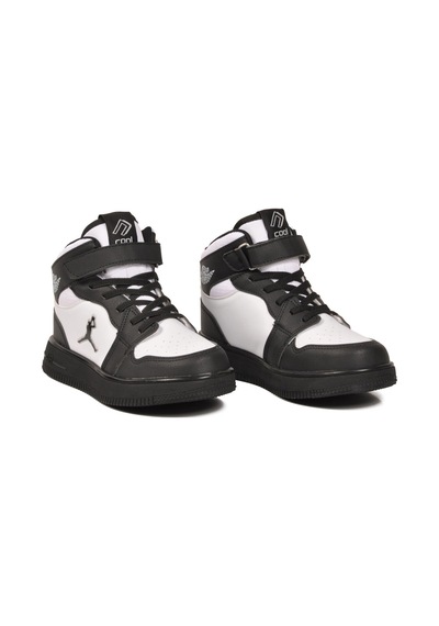 Siyah Beyaz Cırtlı Erkek Çocuk Hi Sneaker Çok Renkli