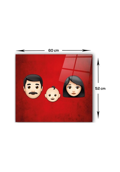 Decorita Emoji Ailesi Anne & Baba & Çocuk Cam Ocak Arkası 52x60cm