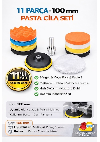 Senbang 11 Parça 100 Mm Pasta Cila Seti Sünger & Keçe Polisaj Pedleri Matkap Ve Polisaj Makinesi Uyumlu