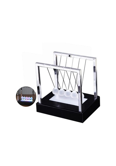 Rgb Işıklı Newton Denge Topu Renkli Şeffaf Denge Topları, Pilli Masaüstü Dekoratif Aksesuar