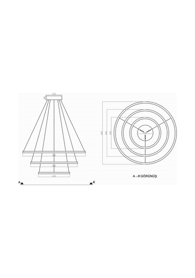 Tra30043 Eco Ø80 Cm Led Avize Sarkıt 3Cırkel