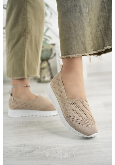 Nesilshoes Nesil Shoes Aky 055 Nude Triko Yazlık Kadın Ayakkabı Ten