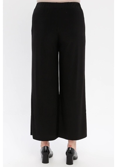 Ladies First Büyük Beden 3645 Siyah Pantolon Krep Bol Paça
