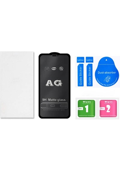 Ally Apple Uyumlu   iPhone 12 Pro Max 6.7Inç Full Glue Matte Tempered Cam Ekra Siyah