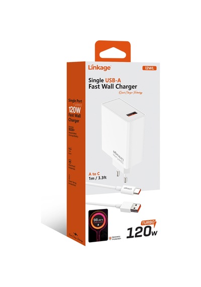 Linkage 12wl 120w Turbo Hızlı Şarj Adaptörü + 1m Usb-a To Type-c Kablo Tek Port Ev & Seyahat Tip