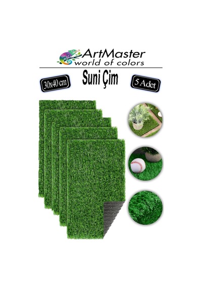 Yapay Çim 30x40 Cm 5 Adet A3 Boyutunda Dekoratif Maket Çim Yapay Çim Halı Teraryum Suni Çim 30 x 30 CM