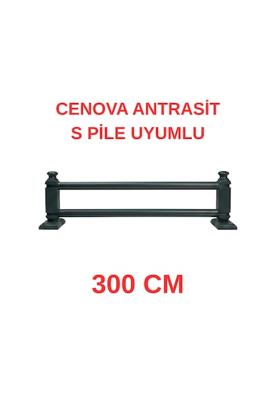 Cenova S Pile Ve Perde Düğmesi Uyumlu Çetray Çift Raylı Modern Ahşap Rustik Antrasit 300 Cm Antrasit