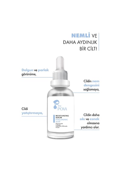 The Pova Hyaluronik Asit Nemlendirici ve Dolgunlaştırıcı Cilt Serumu – 30 ML