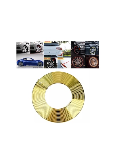 Araba Oto Jant Fitili Metal Lastik Jant Trim Bandı Şerit Gold 8M