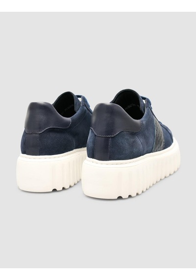 Süet Bağıcıklı Kroko Lacivertkadın Sneaker Ayakkabı Lacivert