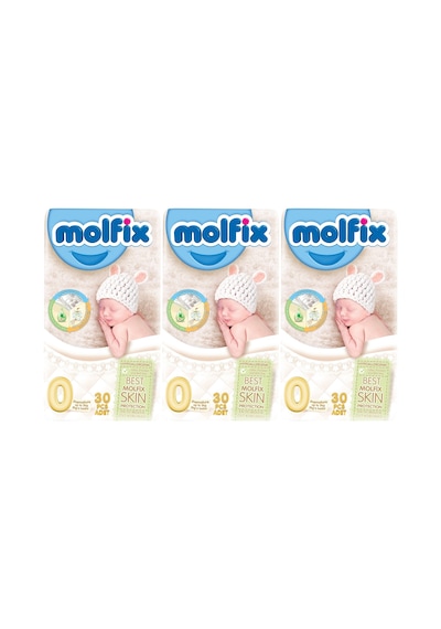 Molfix Bebek Bezi Ekonomik Beden:0 (0 - 3 KG) Prematüre 90 Adet (3pkx30) 3'lü