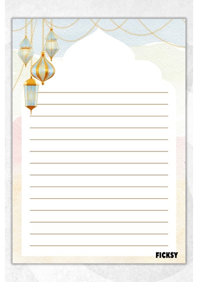 A5 İslam Bloknot Çizgili Defter - 50 Yaprak - Memopad - Notepad - Not Defteri - Not Kağıdı Çok Renkli Çok Renkli