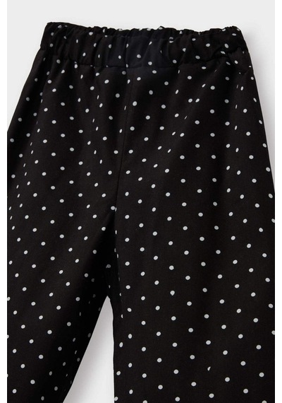 Defacto Kız Bebek Wide Leg Puantiyeli Düz Paça Poplin Pantolon G3655a525aubk27 Siyah