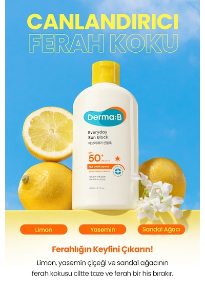 Yüz&vücut İçin, Hızlı Emilen, Cildi Nemle Rahatlatan Güneş Kremi Derma:b Everyday Sun Block Spf50+