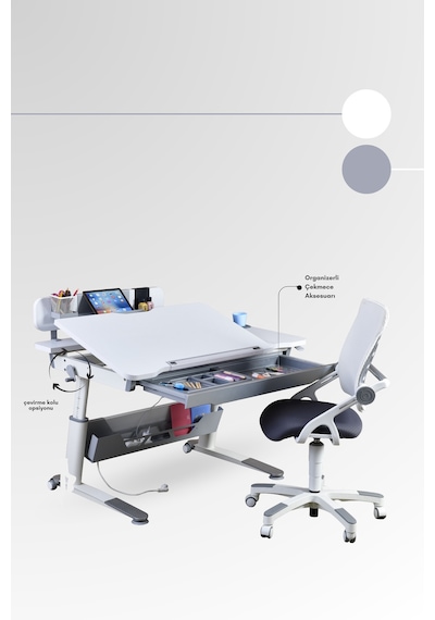 Creo Mobili Yükseklik Ve Eğim Ayarlı, Sirius Advanced Bilgisayar Ve Çalışma Masası Takımı, Beyaz/gri Gri Creo Mobili Yükseklik Ve Eğim Ayarlı, Sirius Advanced Bilgisayar Ve Çalışma Masası Takımı, Beyaz/gri Gri