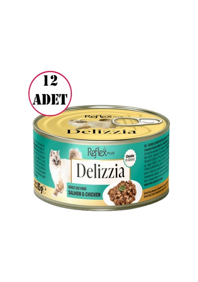 Reflex Plus Delizzia Soslu Somonlu Ve Tavuklu Parça Etli Kedi Konservesi 85 Gr 12 Ad