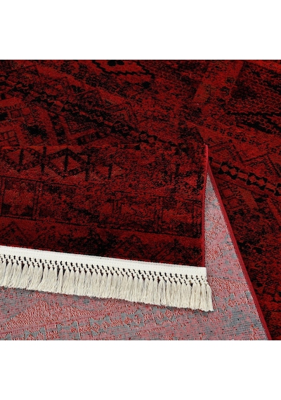 Afgan Türkmen Otantik Desenli Bordo Oturma Odası Salon Mutfak Halısı 4722a Zs72