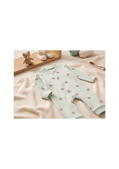 Deniva Kids Erkek Bebek Mint Yeşili Ayıcık Desenli Fitilli Kaşkorse Çıtçıtlı Tulum - Mint Yeşili 3-6 Ay Deniva Kids Erkek Bebek Mint Yeşili Ayıcık Desenli Fitilli Kaşkorse Çıtçıtlı Tulum - Mint Yeşili 3-6 Ay