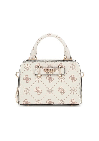 Guess Kadın Çift Bölmeli Monogram Desenli Mini Bowling Çanta - Mix Çok Renkli