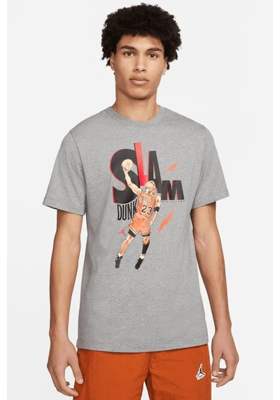 Nike Air Jordan 5 Mens Ss Crew Grafik Baskılı Erkek Tişört Gri
