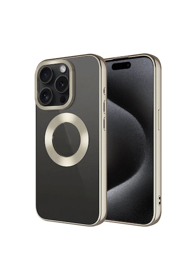 Apple iPhone Uyumlu 15 Pro Max Kılıf Tek Kamera Çerçeveli Logo Gösteren Zore Omega Kapak Titanyum