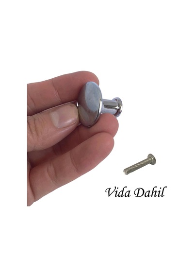 Düz Düğme Krom Kulp Mobilya Çekmece Dolap Kapak Kulbu Metal Kulp Aksesuarları Vidalı 8 Adet