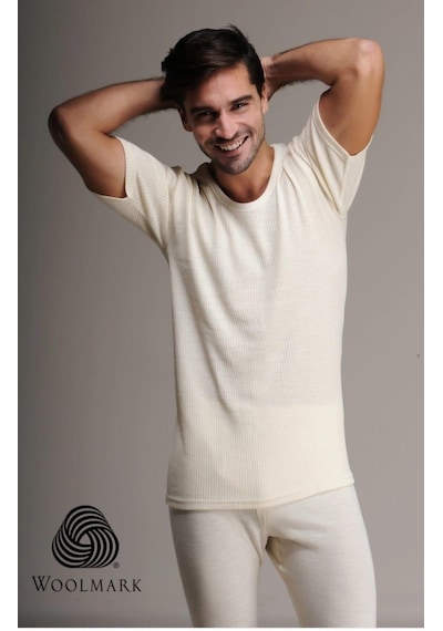 Hasyün 1000 Erkek %100 Yün Kısa Kol Fanila 2 Adet 001