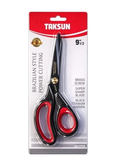 Taksun Profesyonel Makas, No.g908, Paslanmaz Çelik, Karton, Kumaş Kesimi, Ergonomik, Yüksek Kalite, Uzun Ömürlü, Hassas Kesim, Terzi Makası, Siyah Titanyum, 9,5"