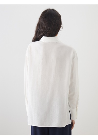 Lcw Modest Ekru Loose Fit Kadın Gömlek Tunik