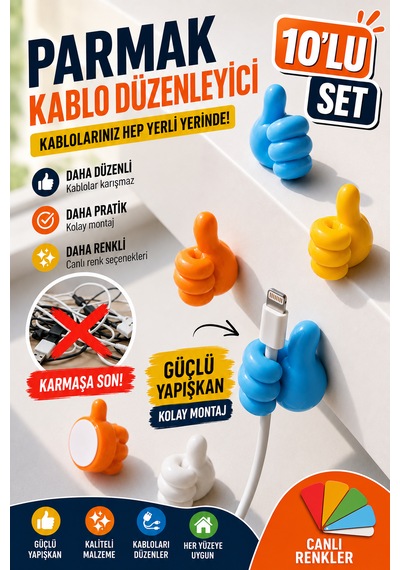 Başparmak Tasarımlı Kablo Düzenleyici
