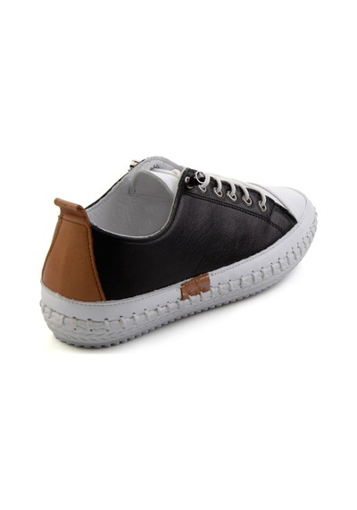 Siyah Hakiki Deri Kadın Sneaker K01465065403 Siyah