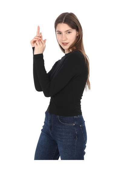 Likralı Pamuk Tişört-slim Fit-siyah Siyah