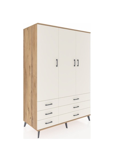 Kronos Dolap 5 Raflı 6 Çekmeceli Tek Askılı 132x59x195 Çam-ay... Çam