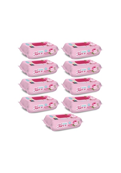 Baby Turco Islak Havlu Mendil 90 Yaprak Gül/Rose 9 Lu Set 810 Yaprak