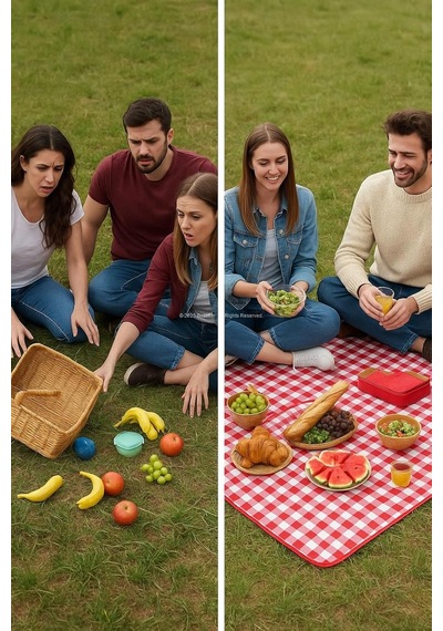 Piknik Örtüsü 205 160 Cm, Su Geçirmez Kareli Tasarım, Kolay Temizlenebilir, Katlanabilir Portatif, Geniş Piknik V Diğer
