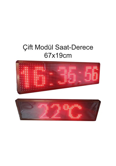 Sanec Çift Modül Dijital Saat-derece Kasa: 67x19 Cm, Kırmızı