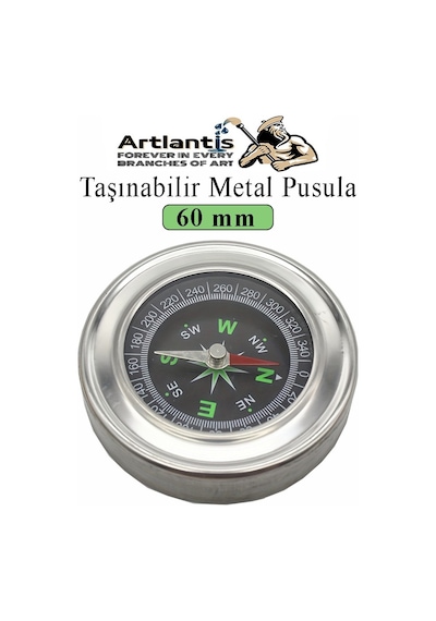 Pusula Çelik 60 Mm 1 Adet Profesyonel Metal Kasa Dayanıklı Taşınabilir El Pusulası Yuvarlak Cep Pusulası