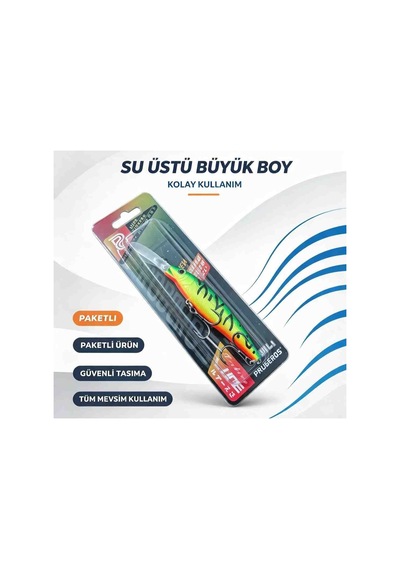 Büyük Boy Su Üstü Balık Yemi Canlı Balık Görünümlü Renkli 3 Üçlü Kancalı Yüksek Aksiyonlu