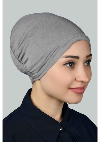 Altobeh Hazır Pratik Geçmeli Lastikli Tesettür Bone - Gri