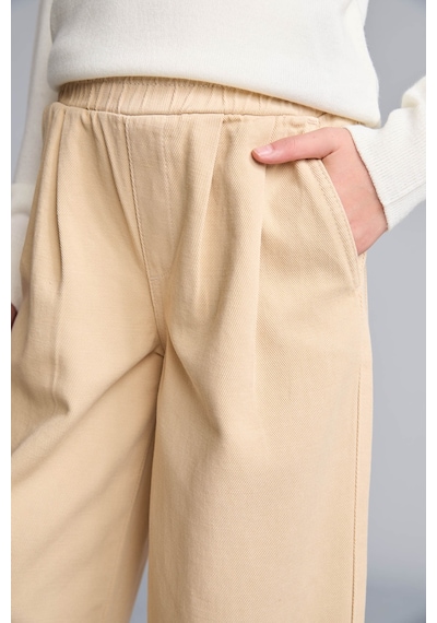Defacto %100 Pamuk Baggy Fıt Esnek Bantlı Paça Gabardin Açık Bej Pantolon Kız Çocuk H9035a826aubg793 Bej-bg793