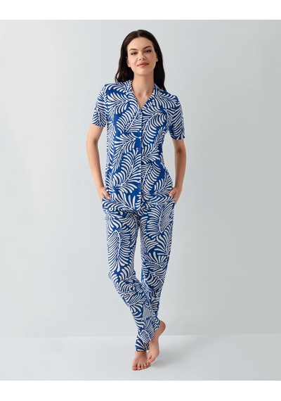 Kocabey Arnetta Ar3607-s Kadın Gömlek Pijama Takım Saks Mavi