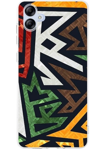 Samsung Uyumlu Galaxy A04e Kamera Korumalı Kapak Soyut Grafiti Tasarımlı Şeffaf Kılıf Şeffaf