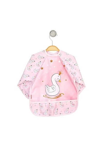 Sıvı Geçirmez Mama ve Aktivite Boyama Önlüğü Pembe Kuğu