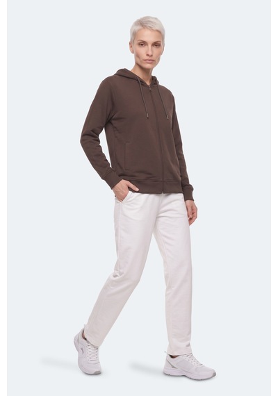 Slazenger Kıron I Kadın Kapüşonlu Kahve Sweatshırt