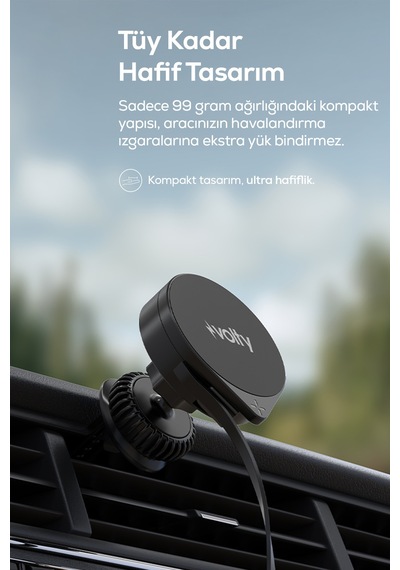 Kablosuz Araç Şarjı Ve Tutucu 15w, Manyetik, Geri Çekilebilir Kablo, 360 , 99g V0106001