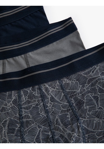 Koton 3'lü Boxer Seti Yaprak Baskılı Çok Renkli Pamuklu Gri 5wlm90020mk Gri