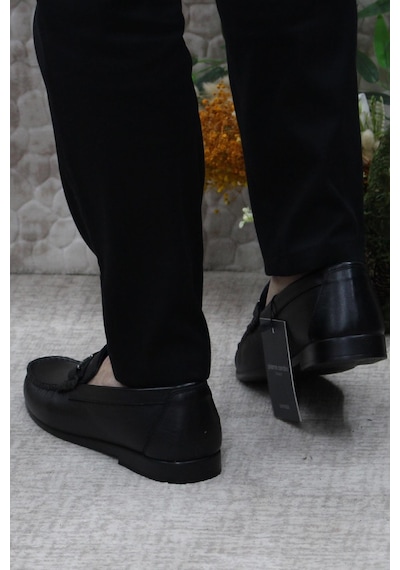 Pierre Cardin 25109 Siyah Hakiki Deri Erkek Babet Loafer Erkek Ayakkabı Siyah