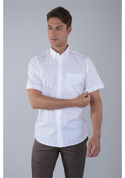 Bisse Paşa Yaka Regular Fit Gömlek Beyaz Gmeks250002 D01 Beyaz