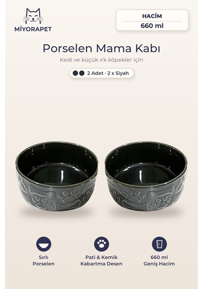 Mama Kabı Porselen-ikili Siyah